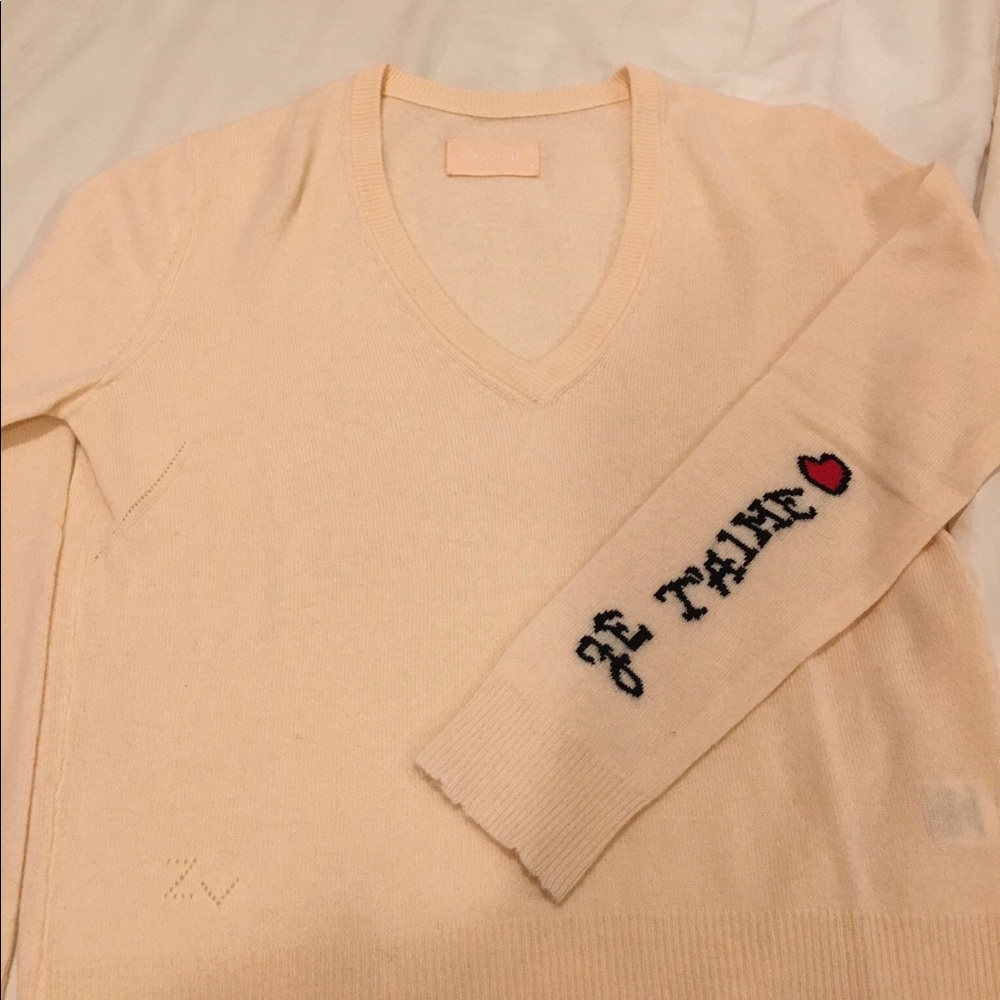 Zadig & Voltaire Baby Pink Cashmere V-Neck. Sz S